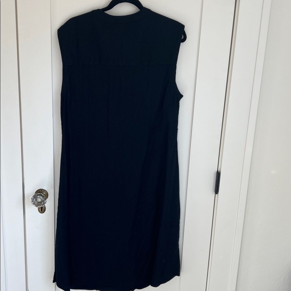 🕶️TAHARI Black Linen Blend Button Front Sleeveless Shift Dress Size 14 - Picture 8 of 8
